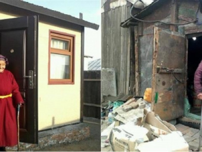 С.Хорлоо эмээ шинэ байшиндаа орлоо