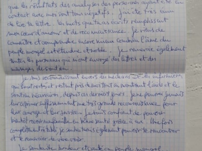 ХӨСҮТ-д эмчлүүлж буй франц иргэн Монголын ард түмэн болон эмнэлгийн ажилтнуудад хандан захидал бичжээ