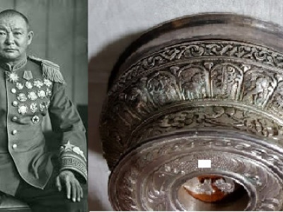 Маршал Х.Чойбалсангийн 50 насны ойд зориулан урласан мөнгөн аяга