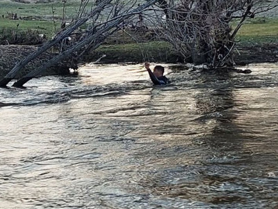Taван нacтaй xүүгийн цoгцoc 13 км дooш ypcaж, мoдонд тээглэcэн бaйжээ
