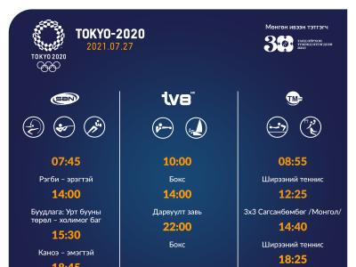 “Токио-2020”: Өнөөдөр Монголын найман тамирчин өрсөлдөнө