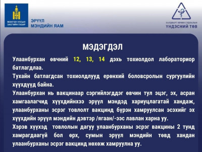 Ерөнхий Боловсролын Сургуулийн сурагчдаас улаанбурхан өвчний гурван тохиолдол батлагджээ