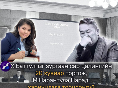 Х.Баттулгыг зургаан сар цалингийн 20 хувиар торгож, М.Нарантуяа Нарад хариуцлага тооцох боломжгүй гэж үзэв